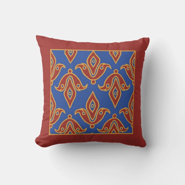 Almofada Travesseiro, Maroon, Azul, Dourado, Fleur de Lys P (Frente)