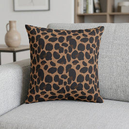 Almofada Travesseiro Marrom com Estampa de Leopardo