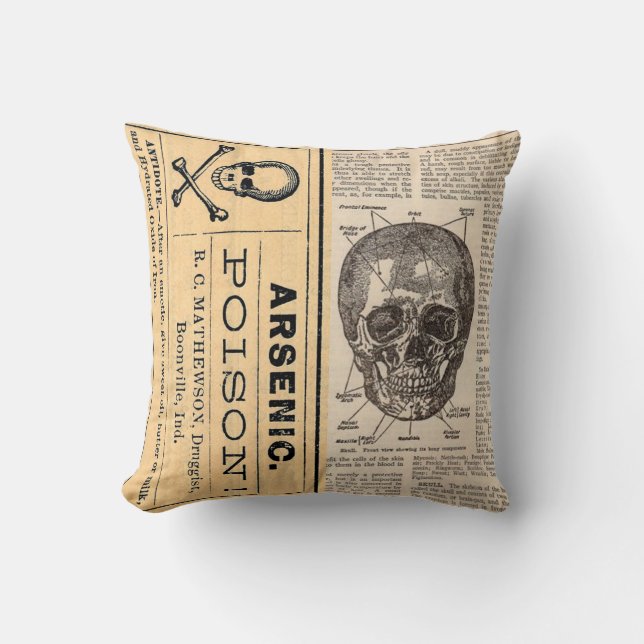 Almofada Travesseiro médico da anatomia do veneno do crânio (Frente)