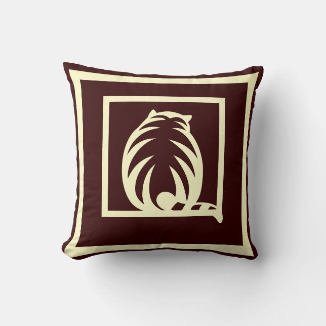 Almofada travesseiro moderno dos GATOS castanhos e creme (Frente)