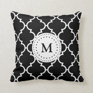 Almofada Travesseiro Monograma de Padrão Quatrefoil Branco
