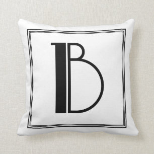 Almofada Travesseiro Monogrammed da letra B do art deco