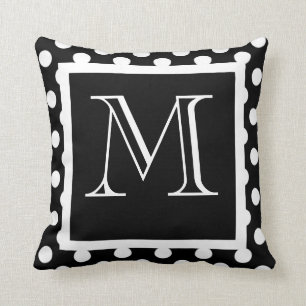 Almofada Travesseiro Monogrammed das bolinhas pretas &