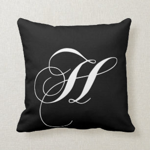 Almofada Travesseiro Monogrammed do desenhista branco preto