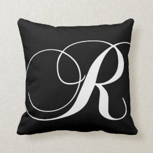 Almofada Travesseiro Monogrammed do desenhista branco preto