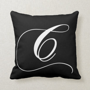 Almofada Travesseiro Monogrammed do desenhista branco preto