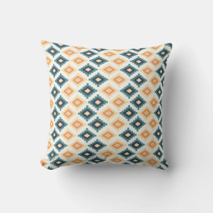 Almofada Travesseiro Nativo Americano Teal e Amarelo