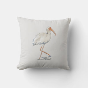 Almofada Travesseiro neutro de pintura tropical Ibis branco