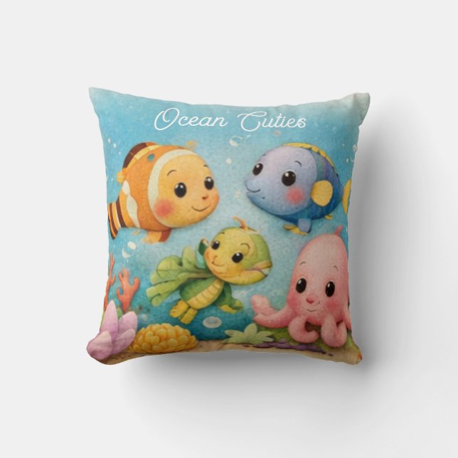 Almofada Travesseiro Ocean Cuties | Animais Subaquáticos Fo (Frente)