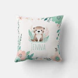 Almofada Travesseiro Otter Bebê Personalizado Verde Pastel