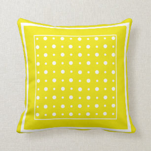 Almofada Travesseiro ou coxim amarelo à moda, bolinhas