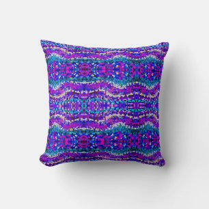 Almofada Travesseiro Padrão de Azulejo Mosaico azul-roxo