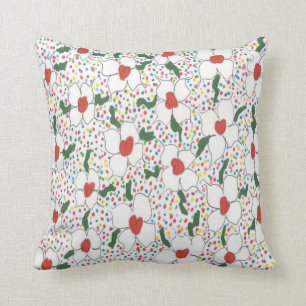 Almofada Travesseiro Padrão de Bolinhas Floral Branco