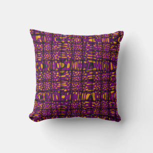 Almofada Travesseiro Padrão de Zig Zag preto-roxo laranja