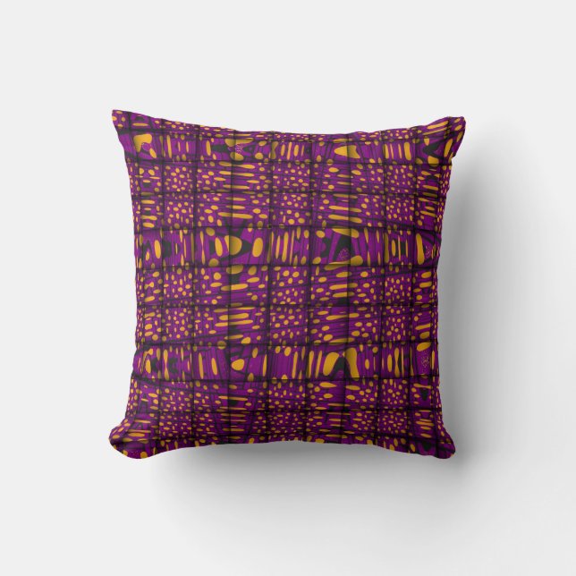 Almofada Travesseiro Padrão de Zig Zag preto-roxo laranja (Frente)