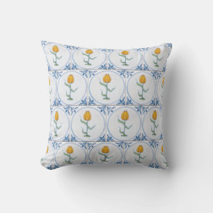Almofada Travesseiro Padrão do Azulejo Vintage Delft Tulip