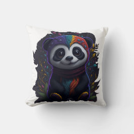 Almofada Travesseiro Panda Colorido Vibrante - Duplo Psicod
