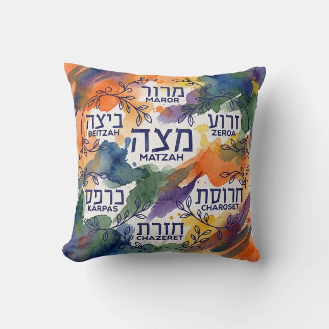 Almofada Travesseiro para Apoiar no Prato do Seder da Pásco (Frente)