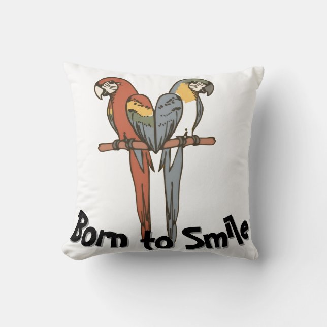 Almofada Travesseiro Parrot Born to Smile (Frente)