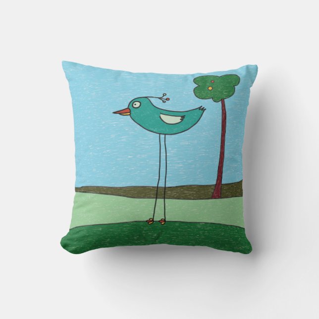 Almofada Travesseiro, Pássaro Fofo e Árvore (Frente)