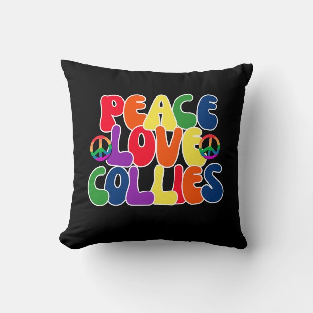 Almofada Travesseiro Peace Love Collies (Frente)