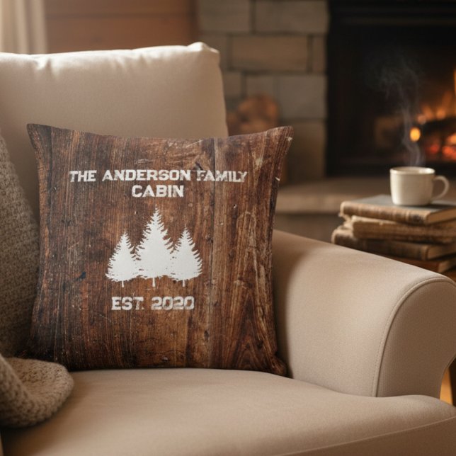 Almofada Travesseiro personalizado cabine de madeira rústic (Criador carregado)