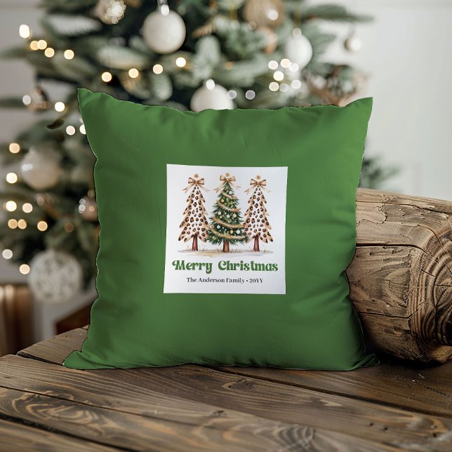Almofada Travesseiro Personalizado com Nome de Natal com Es (Charming Leopard Print Christmas Name Custom Pillow)