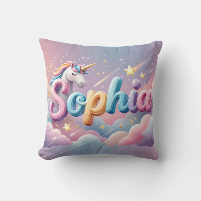 Almofada Travesseiro Personalizado com Nome de Unicórnio Pa (Frente)