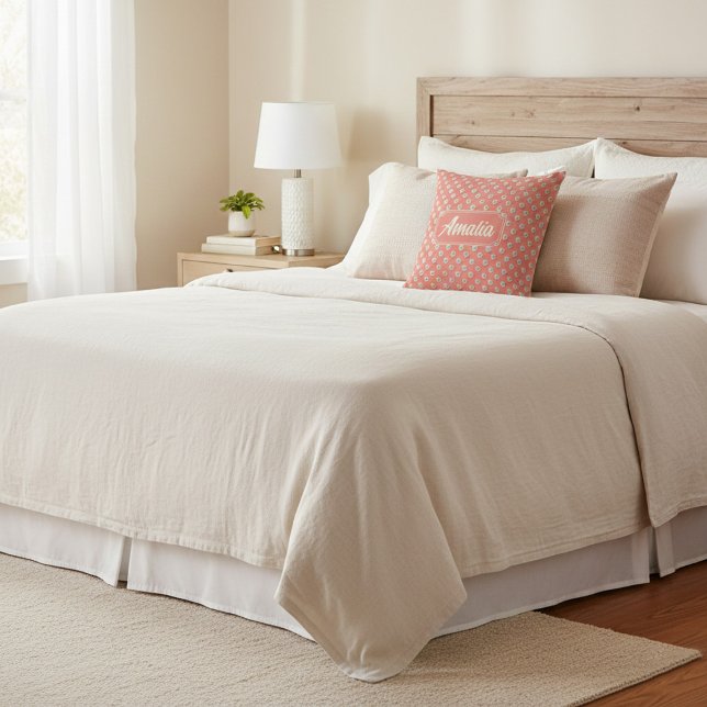 Almofada Travesseiro Personalizado com Pontos de Coral (Criador carregado)