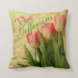 Almofada Travesseiro personalizado das tulipas do vintage