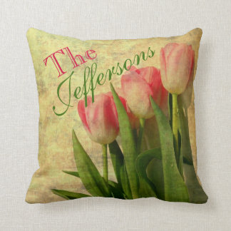 Almofada Travesseiro personalizado das tulipas do vintage