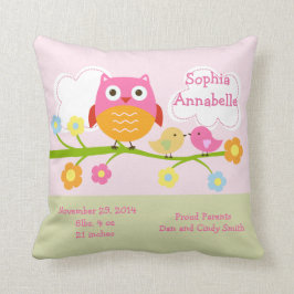 Almofada Travesseiro personalizado de "Pássaros e Corujas c