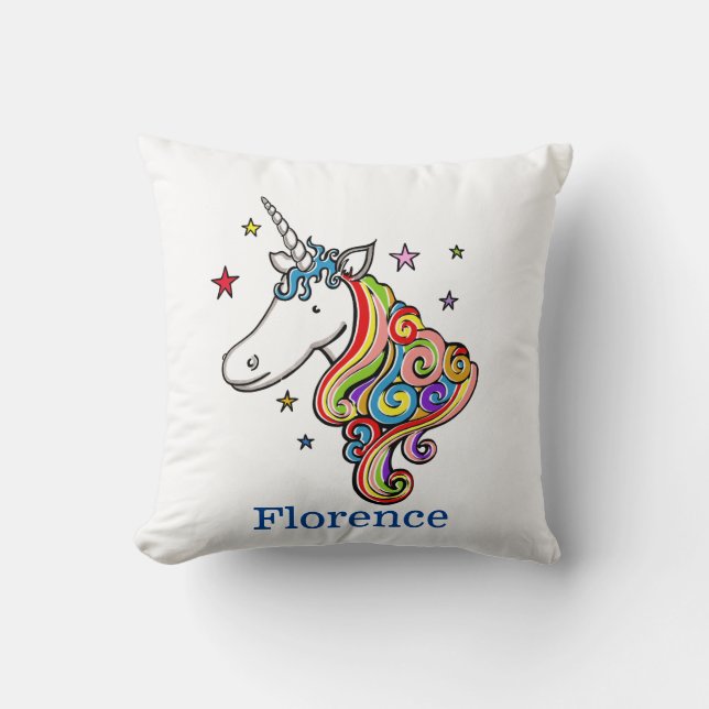 Almofada Travesseiro Personalizado do Rainbow Unicorn Throw (Frente)