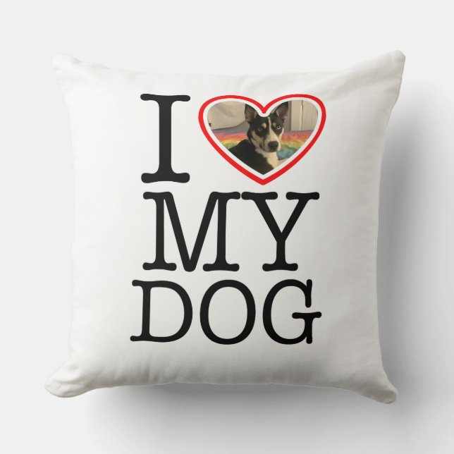 Almofada Travesseiro Personalizado Eu Amo Meu Cachorro (Frente)