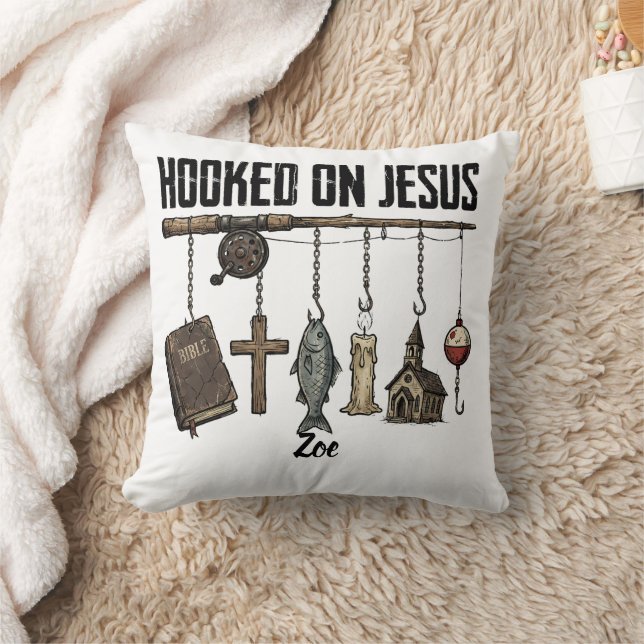 Almofada Travesseiro Personalizado Hooked on Jesus (Cobertor)