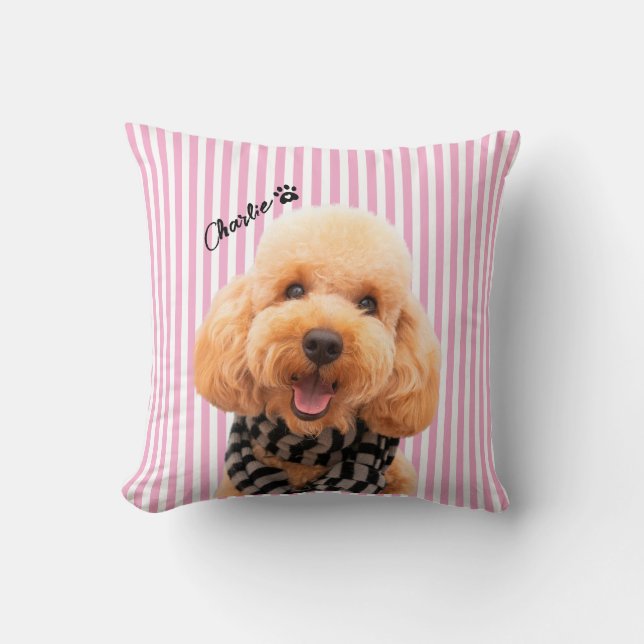 Almofada Travesseiro Personalizado Listrado de Cachorro com (Frente)