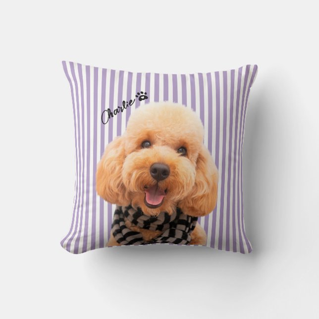 Almofada Travesseiro Personalizado Listrado de Cachorro com (Frente)