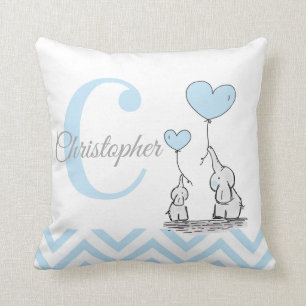 Almofada Travesseiro Personalizado Menino Elefante Azul Pas