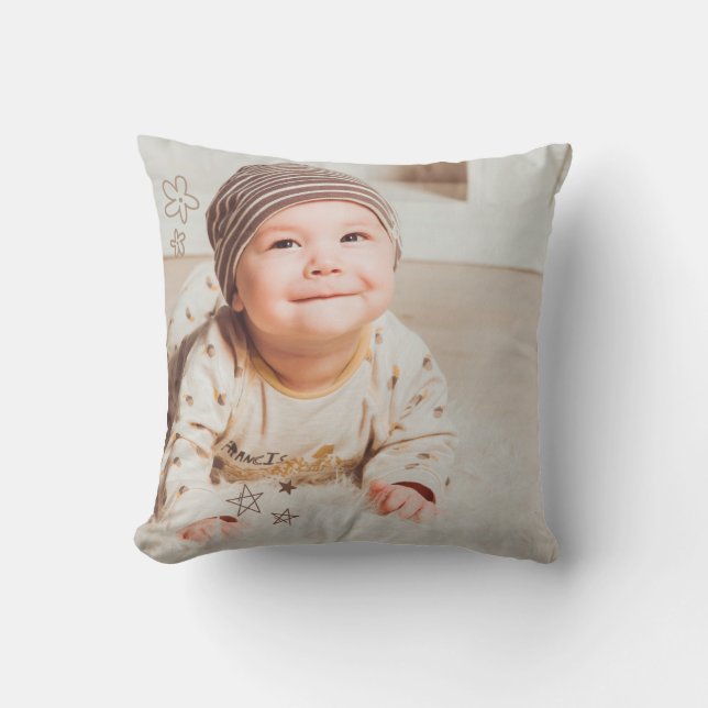 Almofada Travesseiro Personalizado para Bebê | Lembrança Pe (Frente)