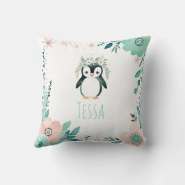 Almofada Travesseiro Pinguim-Bebê-Bebê Personalizado Verde-