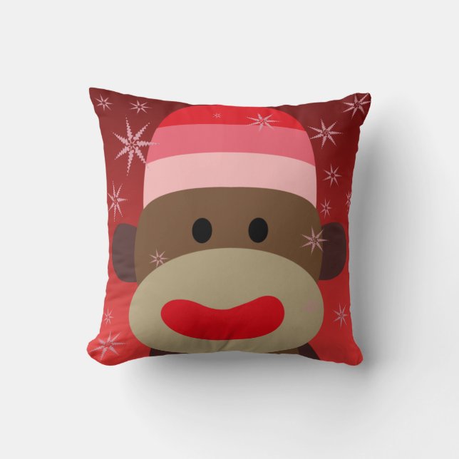 Almofada Travesseiro Pink Sock Monkey (Frente)
