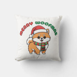Almofada Travesseiro Pomeraniana de Natal: Feliz Woofmas