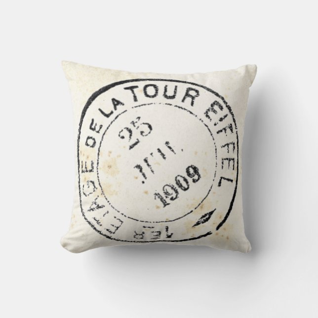 Almofada Travesseiro postal francês Vintage (Torre Eiffel) (Frente)