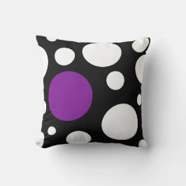 Almofada Travesseiro preto branco e roxo moderno com círcul