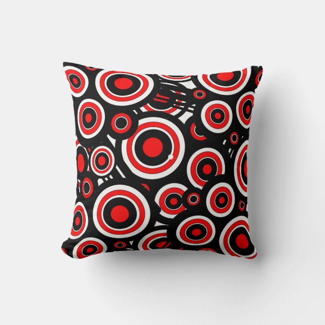 Almofada Travesseiro preto, branco e vermelho moderno com c (Frente)