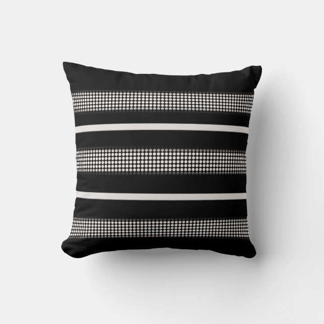 Almofada Travesseiro preto e branco com ponto & linha teste (Frente)