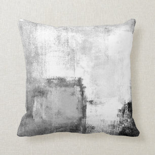 Almofada Travesseiro preto e branco da arte abstracta das