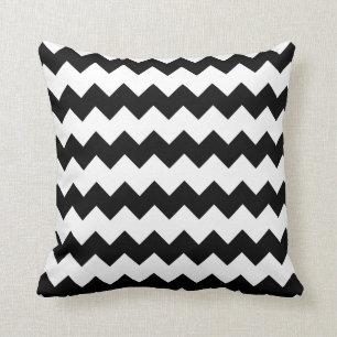 Almofada Travesseiro preto e branco de Chevron do bloco