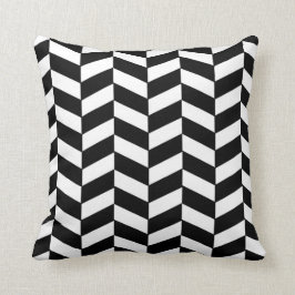 Almofada Travesseiro preto e branco de Herringbone