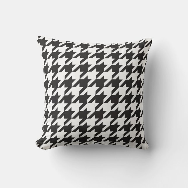 Almofada Travesseiro preto e branco de Houndstooth (Frente)